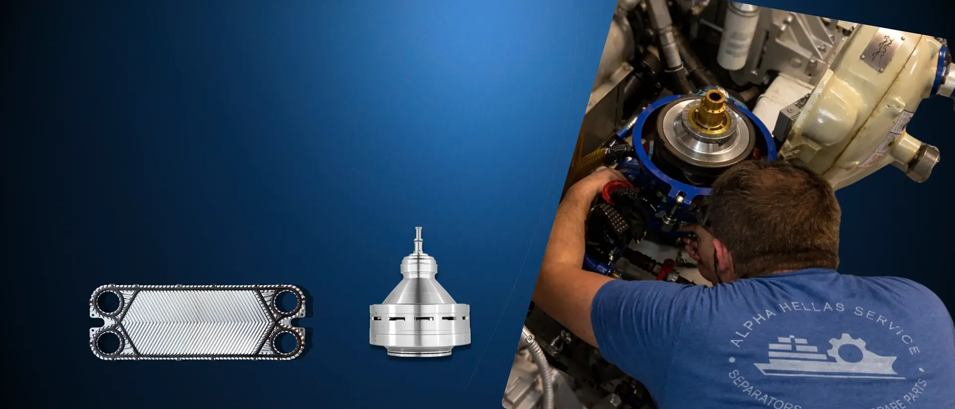 Alpha Hellas Service team working on a ship separator