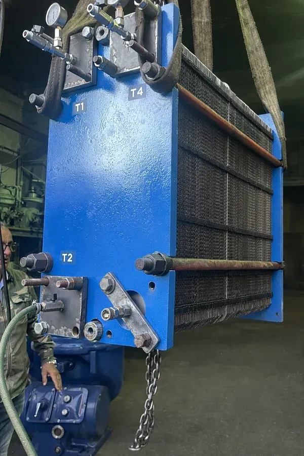 Heat exchanger after hydraulic pressure test