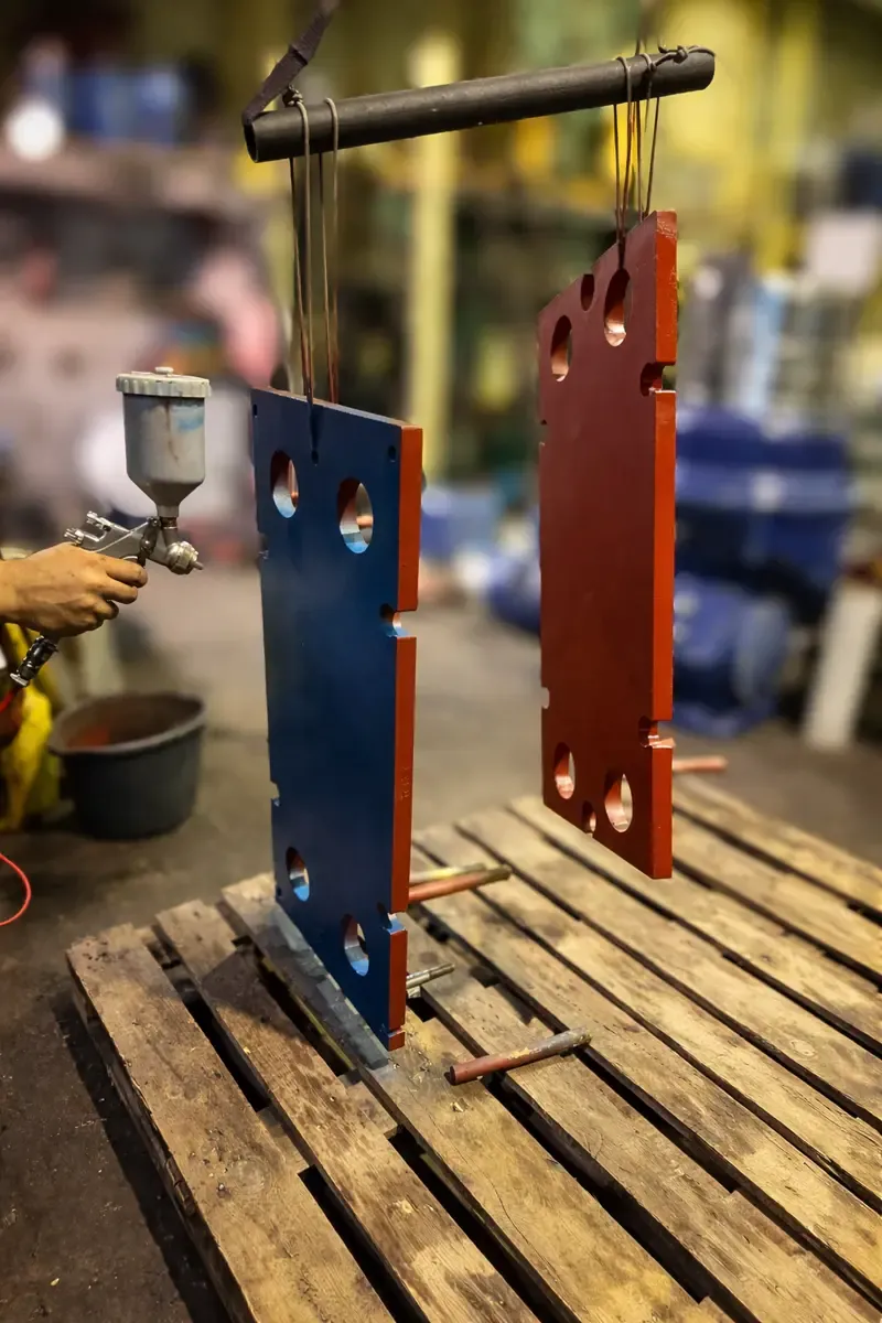 Plates painted with anti-corrosion coating