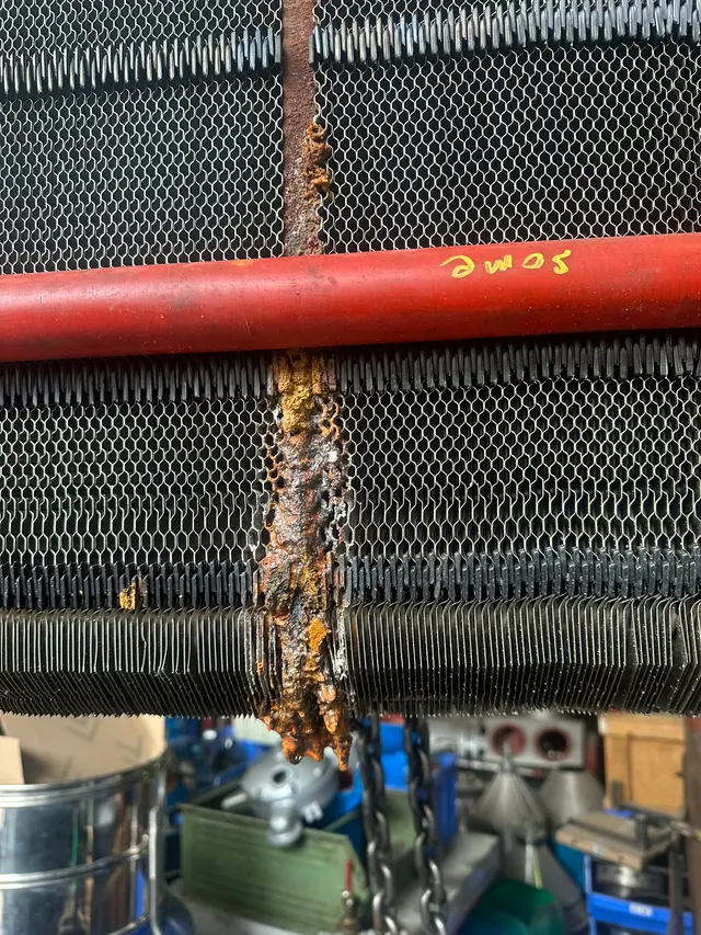 Leaking heat exchanger before repair