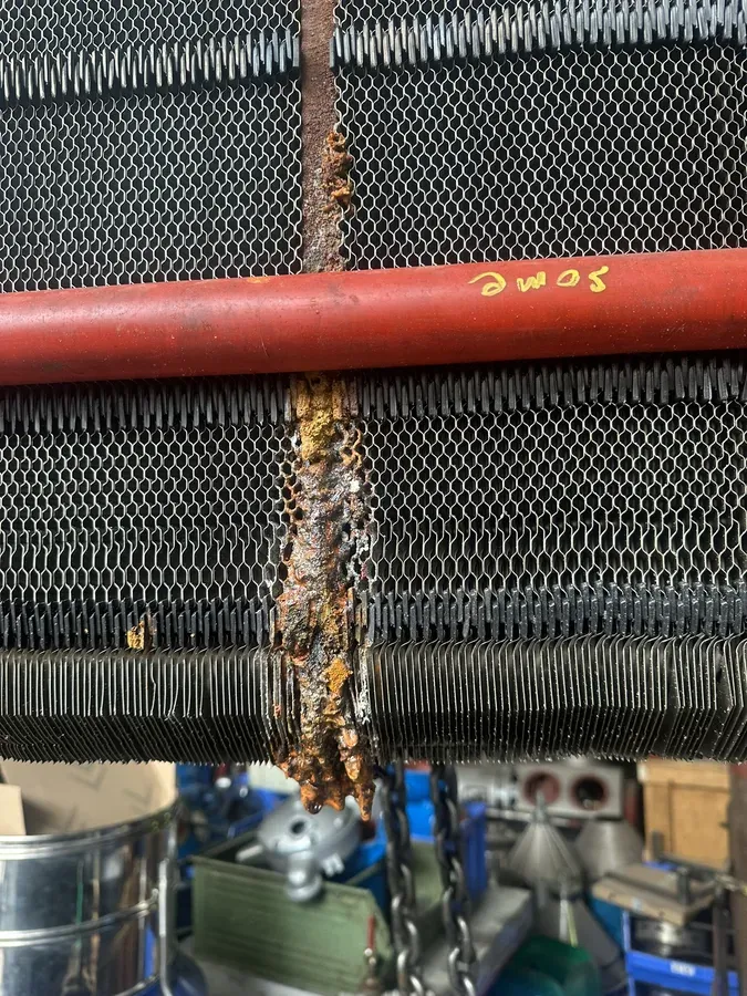 Leaking heat exchanger before repair