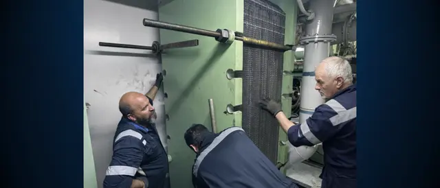 Alfa Laval central cooler heat exchanger installed on board vessel